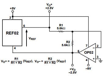 Typical Application for RREF02 ±2.5V Precision Voltage Reference