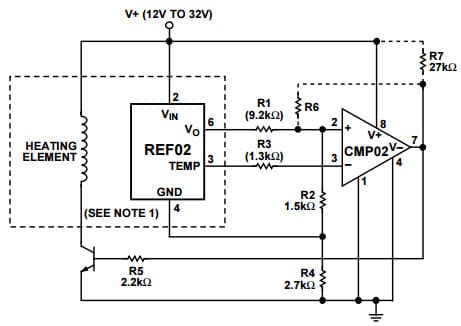 Typical Application for RREF02 +5V Precision Voltage Reference as a Temperature Controller