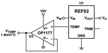 Typical Application for RREF02 +5V Precision Voltage Reference for Temperature Monitoring