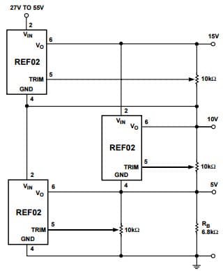 Typical Application for RREF02 +5V Precision Voltage Reference Stack