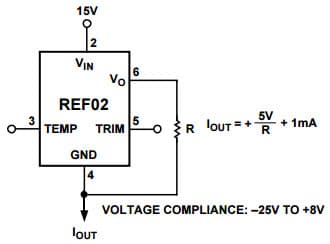 Typical Application for RREF02 +5V Precision Current Source