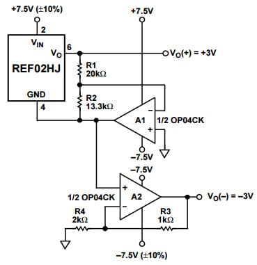 Typical Application for RREF02 ±3V Precision Voltage Reference