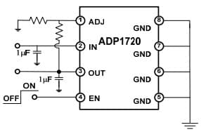 Typical Operation Application Circuit for ADP1720-33 variable output voltage options