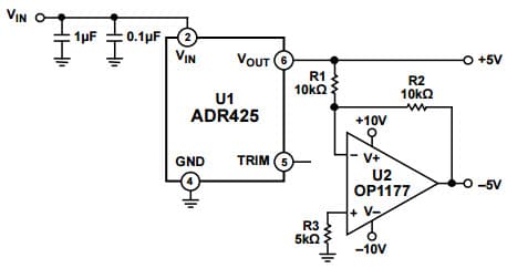 Typical Application for ADR421 Ultraprecision, Low Noise, 2.5V XFET Output Voltage Reference