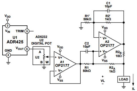 Typical Application for ADR421 Programmable Current Source