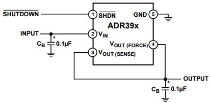 Typical Application for ADR392B 4.096 Vout Micro-power, Low Noise Precision Voltage Reference