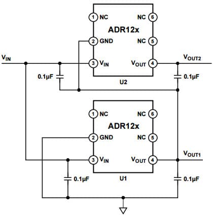 Typical Application for ADR127 Precision, Micro-power LDO Voltage References in TSOT-23