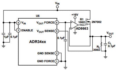 Typical Application for ADR3425 2.5-Vout Micro-power, High Accuracy Voltage Reference