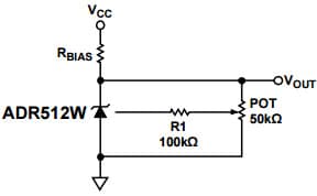 Typical Operating Circuit for ADR512W 1.2V Precision Low Noise Shunt Voltage Reference for Output Voltage Trim