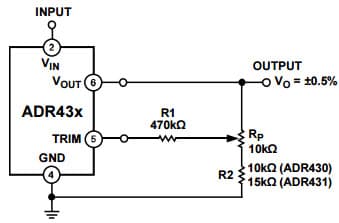 Typical Application for ADR435B 5 Vout Ultra Low Noise XFET Voltage Reference with Current Sink and Source Capability