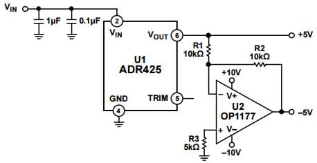 Typical Application for ADR421 Ultraprecision, Low Noise, 2.048 Vout XFET Voltage Reference