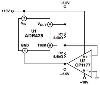 Typical Application for ADR421 Ultraprecision, Low Noise, 2.048 Vout XFET Voltage Reference