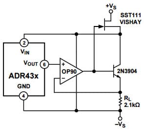 Typical Application for ADR435B 5 Vout Ultra Low Noise XFET Voltage Reference with Current Sink and Source Capability