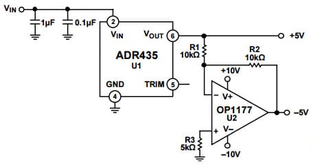 Typical Application for ADR435B 5 Vout Ultra Low Noise XFET Voltage Reference with Current Sink and Source Capability