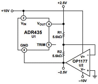 Typical Application for ADR435B 5 Vout Ultra Low Noise XFET Voltage Reference with Current Sink and Source Capability