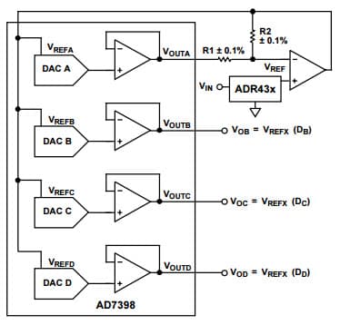 Typical Application for ADR435B 5 Vout Ultra Low Noise XFET Voltage Reference with Current Sink and Source Capability