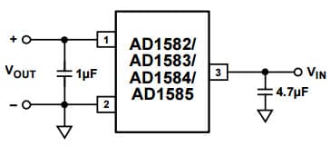 Typical Application Circuit for AD1584 2.5V to 5.0V Micro-power, Precision Series Mode Voltage Reference