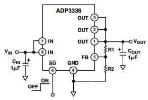 Typical Application for ADP3336 Adjustable Low Dropout Regulator