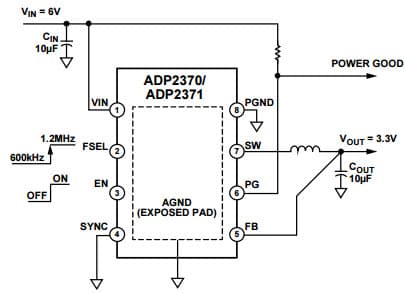 Typical Application for ADP2370 High Voltage 800mA, Low Quiescent Current Buck Regulator