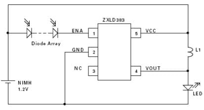 Typical Application for ZXLD383 Single Or Multi Cell LED Driver Solution