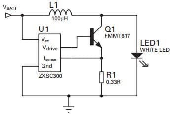 Typical Application Circuit for ZXSC300 Single Or Multi Cell LED Driver Solution