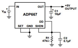 Typical Application for ADP667 Low-Dropout Linear Voltage Regulator