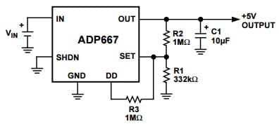 Typical Application for ADP667 Low-Dropout Linear Voltage Regulator