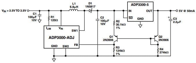 Typical Application for ADP3300 Constant Dropout Post Regulator