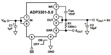 Typical Application for ADP3301 100mA Low Dropout Linear Regulator for Noise Reduction Circuit