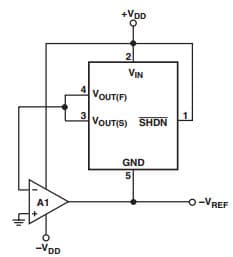 Typical Application for ADR390ART Precision Low Drift 2.048 V Negative Reference with shut-down