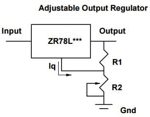 Typical Application for ZR78L05 5 Volt Positive Adjustable Output Regulator