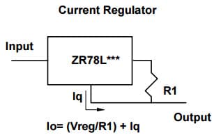 Typical Application for ZR78L05 5 Volt Positive Current Regulator