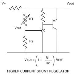 Typical Application for ZR431L, Adjustable precision shunt regulator with higher shunt Regulator