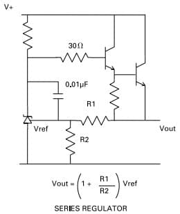 Typical Application for ZR431L, Adjustable precision shunt regulator with Series Regulator