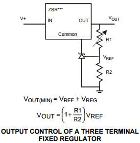 Typical Application for ZR431F005TA Adjustable Precision Zener Shunt Regulator