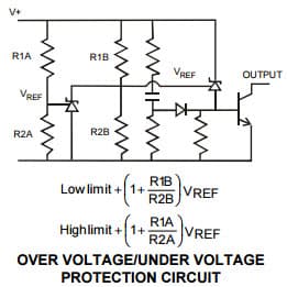 Typical Application for ZR431 ADJUSTABLE PRECISION ZENER SHUNT REGULATOR WITH SINGLE SUPPLY COMPARATOR WITH TEMPERATURE COMPENSATED THRESHOLD