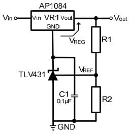 Typical Application for TLV431 Increasing Output Voltage of a Fixed Linear Regulator