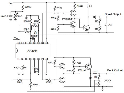 Typical Application for AP2001 Monolithic Dual Channel PWM Controller