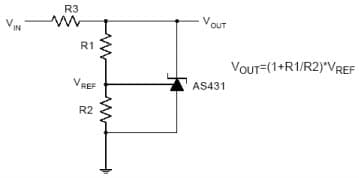 Typical Application for AS431 Adjustable Precision Shunt Regulator