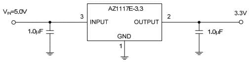 Typical Application for AZ1117E 1.0A LOW DROPOUT LINEAR REGULATOR For 3.3V Output