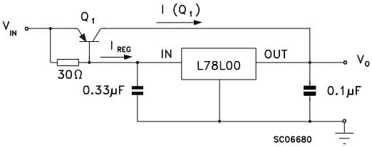 Typical Application for L78L08C Positive Voltage Regulator for High output current short-circuit protected