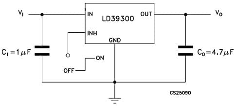 Typical (Fixed Version) Application for LD39300DT12-R Ultra low drop BICMOS Voltage Regulator