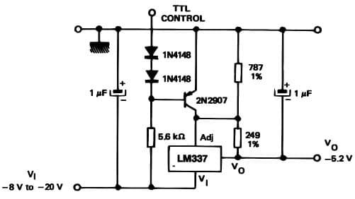 Typical Application for LM337 -5.2V Regulator with electronic shut-down