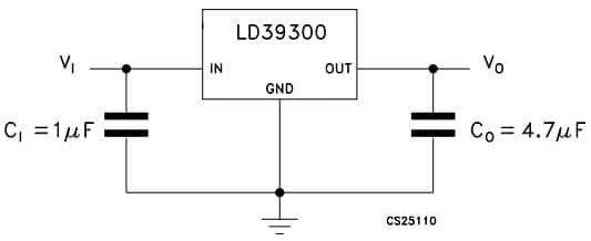 Typical Application for LD39300DT12-R DPAK Ultra low drop BICMOS Voltage Regulator