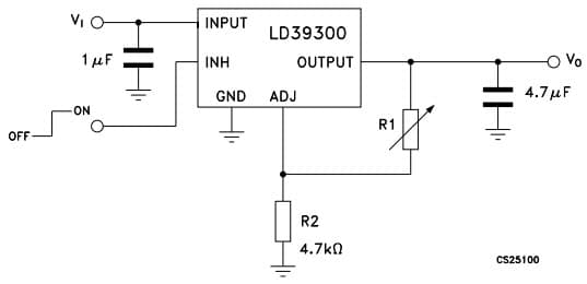 Typical (Adjustable Version) Application for LD39300DT12-R Ultra low drop BICMOS Voltage Regulator