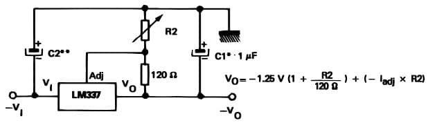 Typical Application for LM337 Adjustable Negative Voltage Regulator