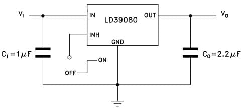 Typical (Fixed Version) Application for LD39080DT12-R Ultra Low-Drop BICMOS Voltage Regulator