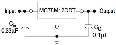 Typical Application Circuit for MC78M12CDT Three-Terminal Positive Voltage Regulators