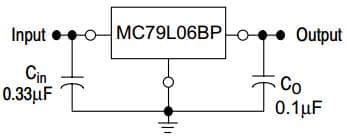 Typical Application Circuit for MC79L06BP Three-Terminal Low Current Negative Voltage Regulator