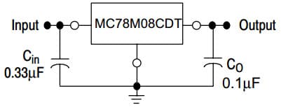 Typical Application Circuit for MC78M08CDT Three-Terminal Positive Voltage Regulators